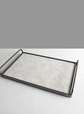 现代极简皮革盘客厅茶几书桌收托摆件酒店部样板纳GD-A1579间售楼