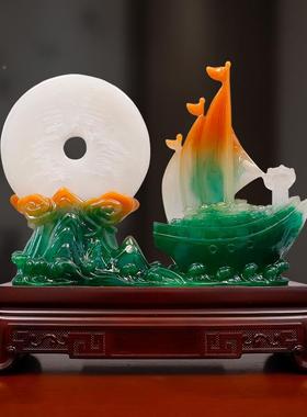 一帆风顺船帆摆开品业乔迁礼办公室桌面装7329饰摆设顺风顺水件船