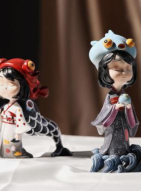 面可爱少YYE女心日式孩摆件创意卧室居儿童房橱窗样女板桌房家装