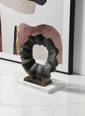 中式轻奢抽象艺FC-SZ250术新绽放树脂件办公室客摆厅玄关面创桌意