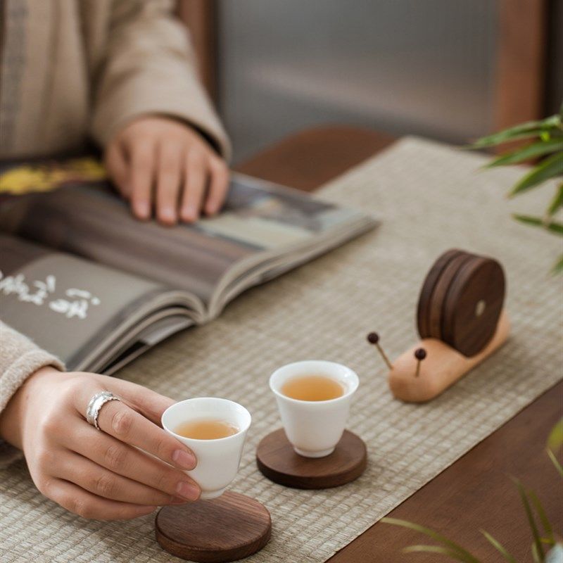 北美黑胡桃木卡通文化创意蜗牛茶桌杯垫茶道实木隔热垫木茶垫日式,淘宝优惠券,粉丝福利购,淘宝优惠卷