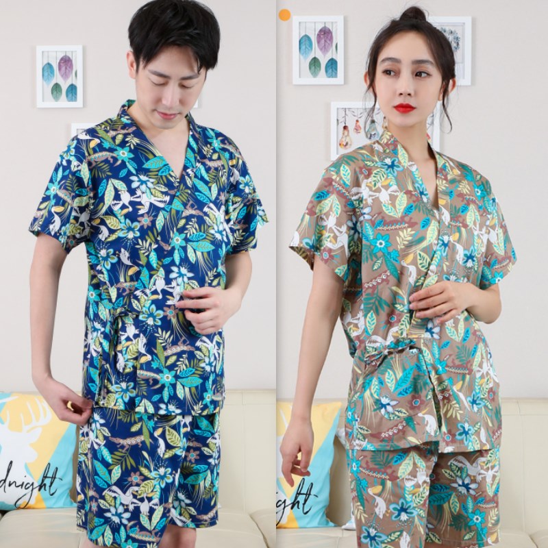 男女纯棉汗蒸服浴服日式和服家居服睡衣系带开衫桑拿足疗按摩服 - 图3