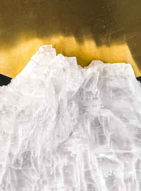 北欧轻奢玄关摆件透明天然居黄石铜SF20018家装饰品设计晶空间桌