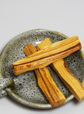 秘鲁圣木烧盘托盘摆件水晶消磁碗白鼠尾草燃烧净化器皿陶瓷烧盘