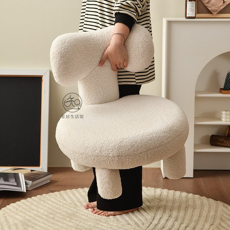 知一家居豆芽小沙发换鞋凳家用门口羊羔绒网红儿童阅读椅创意休闲,淘宝优惠券,粉丝福利购,淘宝优惠卷