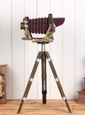 复古铁艺支架相机模型摄影道具家居软装摆件三脚架落地照相机包邮