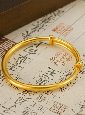 古法推拉手镯足金足银开口手环