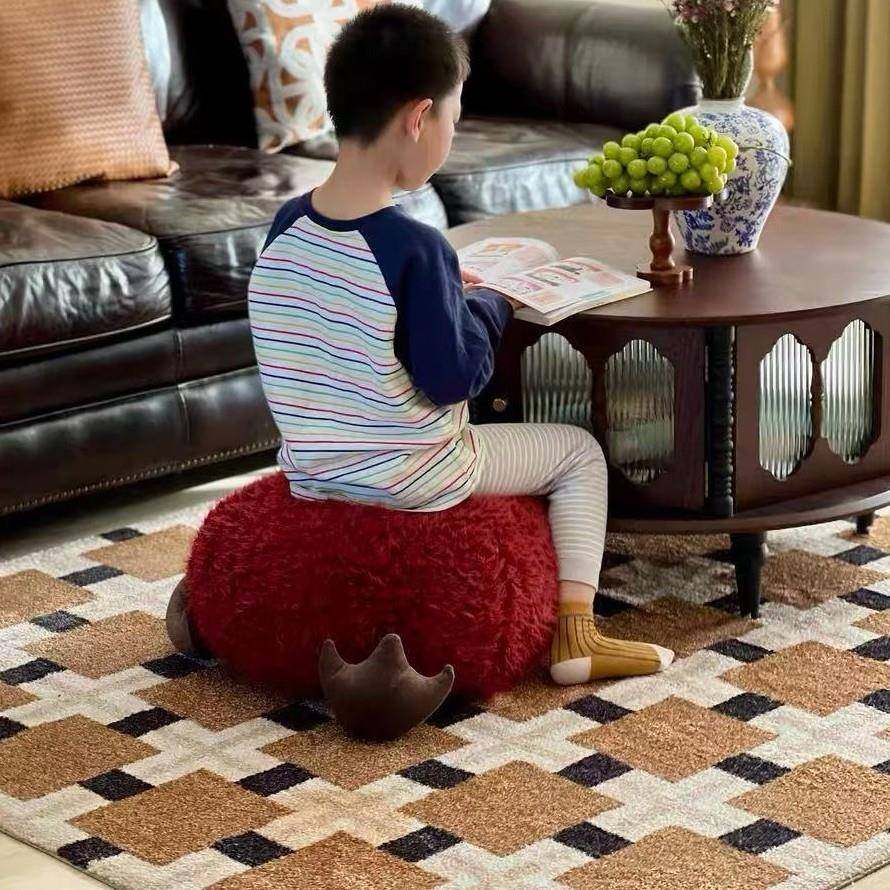 坐墩红色羚羊绒客厅懒人沙发蒲团墩子脚凳飘窗矮墩坐垫可拆洗座椅,淘宝优惠券,粉丝福利购,淘宝优惠卷