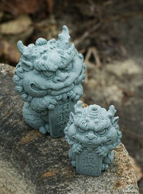 陶怡中式国潮青砂石茶宠石敢当桌面装饰摆件鱼缸造景创意精品送礼