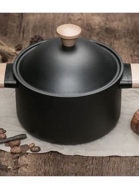 样板房样板间展厅厨房橱柜黑色原木柄炒锅汤锅平底锅家居软装摆件