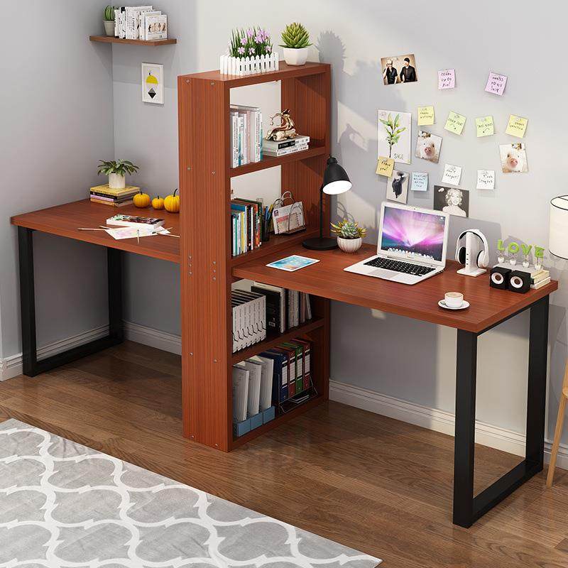 简易双人台式家用电脑桌书柜书桌一体桌书架组合经济型学生写字桌,淘宝优惠券,粉丝福利购,淘宝优惠卷