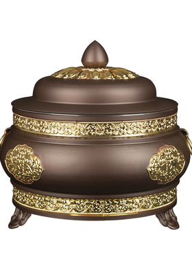 合金糌粑盒糌粑桶藏式百宝果盘客厅家用水果糖果盘果碟摆件品罐