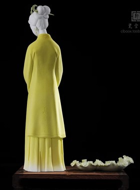 德化白瓷陶瓷古典明清仕女美女赏荷家居办公玄关酒柜装饰工艺礼品