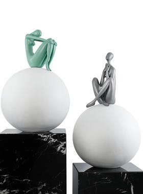 现代面简约抽象人球艺术雕塑样板房客意厅办YQ-H198公室创软装桌