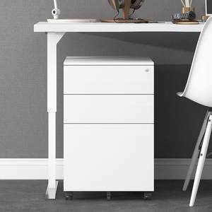 来福士打印机柜钢制桌下文件柜办公室抽屉铁皮柜木纹带锁移动矮柜