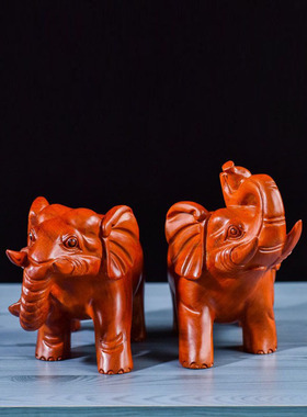 实木大象摆件一对动物客厅装饰品乔迁新居办公室饰品开业礼品