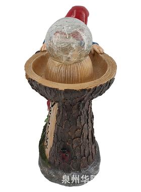 侏QY211210儒璃精灵树脂球工艺品小矮人庭院太阳能纹玻水晶灯装饰