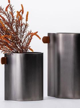 简现代约GEX风单耳花器样房民宿家居客厅茶几桌板面饰插花摆件装