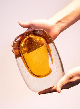 轻奢璃玻璃花大号琉创OXH意组合瓶套装插艺花客厅花器软装饰桌面