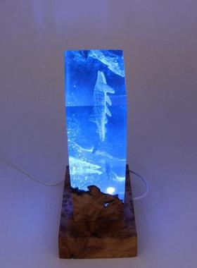 海洋鲸鲨树LY002树脂夜灯情侣母海潜水员大海水环氧脂洋灯情人节