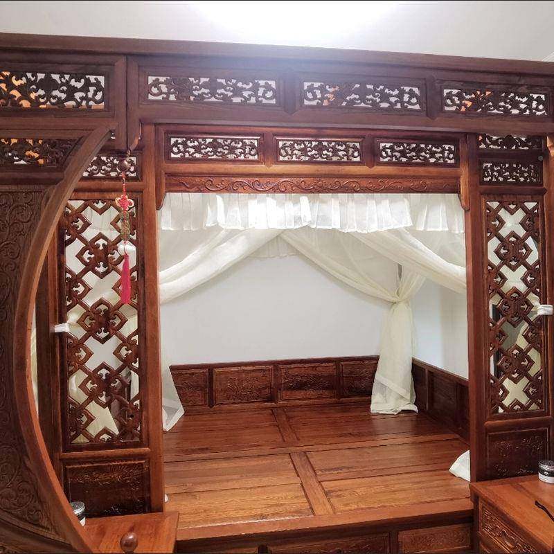 中仿式古典明CD212222柱清古蚊帐月洞拔步床踏床步床老式架子床四,淘宝优惠券,粉丝福利购,淘宝优惠卷