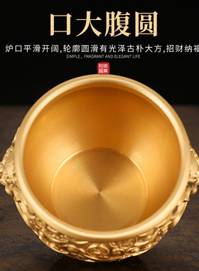 聚宝盆招財纯铜摆件聚财进宝客厅铜器狮首铜缸店铺旺财装饰工艺品