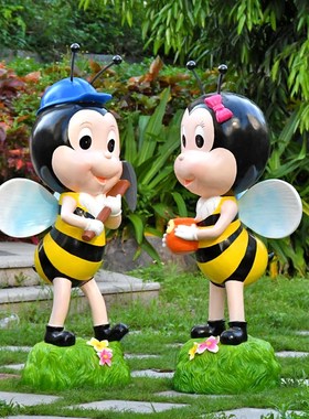 户外玻璃钢雕塑卡通蜜蜂花园庭院公园景观幼儿园装饰小品落地摆件