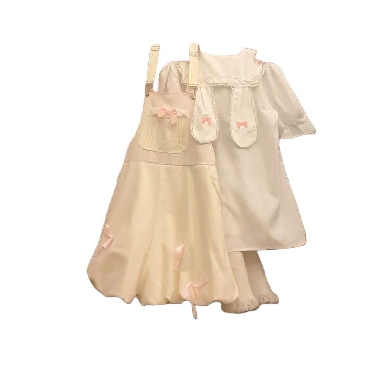 可爱小个子穿搭蝴蝶结花苞抱婴袋裤搭配兔耳朵娃娃领衬衫女两件式,淘宝优惠券,粉丝福利购,淘宝优惠卷