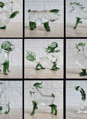 包邮水晶十二属相玻璃工艺品鼠牛虎兔龙蛇马羊猴鸡狗生肖家居摆件