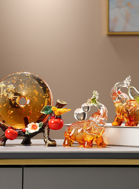 新中式平安喜乐大象桌面摆件家居饰品客厅玄关装饰品乔迁新居礼品