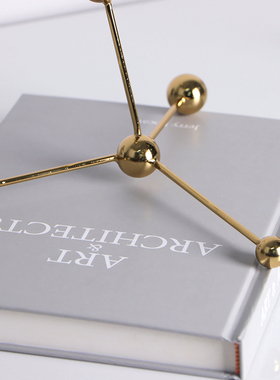 几何点线球金属摆件简约创意金色软装饰品样板房客厅书房书桌摆设