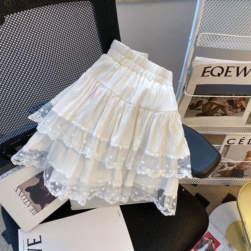 女童2025夏季新款半身裙甜美花边蕾丝短裙中大童学院风松紧腰裙子,淘宝优惠券,粉丝福利购,淘宝优惠卷