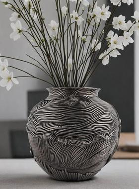 海外销XJQ梵高灵感暗夜热复古居艺术盆家客厅花简约插花黑色花盆