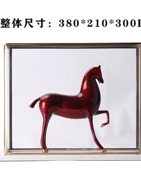 底创意新中式现代树697.6971脂红马透明罩子大白色理石座件样板房