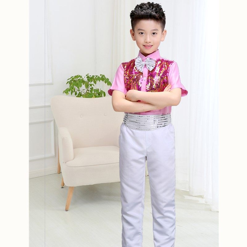 新款男童舞台装红色白色绿色上衣长裤短裤表演服礼服男孩演出合唱,淘宝优惠券,粉丝福利购,淘宝优惠卷