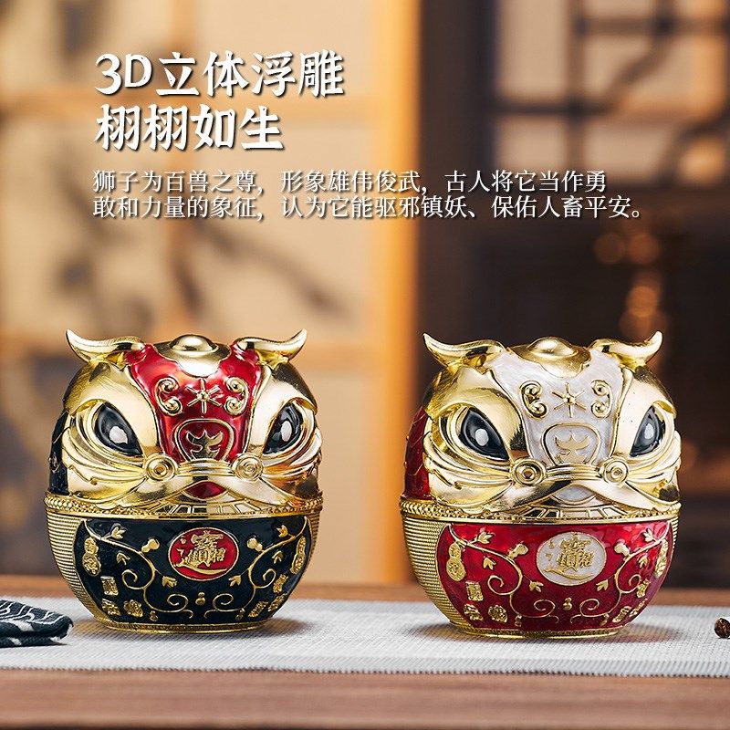 国潮醒狮烟灰缸摆件客厅家用办公室新年桌面装饰品生日礼物乔迁,淘宝优惠券,粉丝福利购,淘宝优惠卷