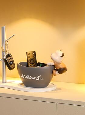 轻奢乔暴力盘钥熊熊猫收纳托收纳摆件创意入户玄关匙收纳客厅装饰