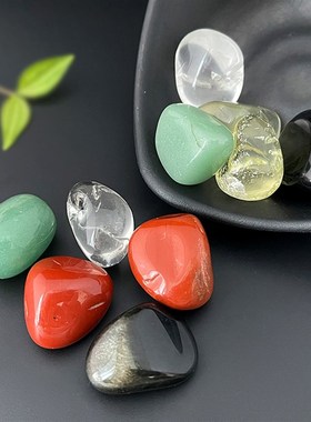 天然五行石摆件水晶五色石一套聚宝盆家居客厅办公室桌面装饰品