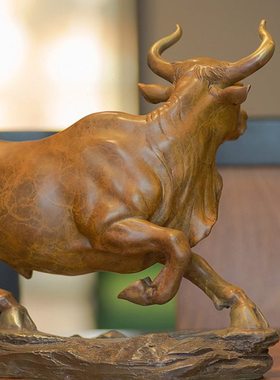 铜之美 华尔街铜牛摆件 牛转乾坤 客厅玄关铜工艺品乔迁开业礼品