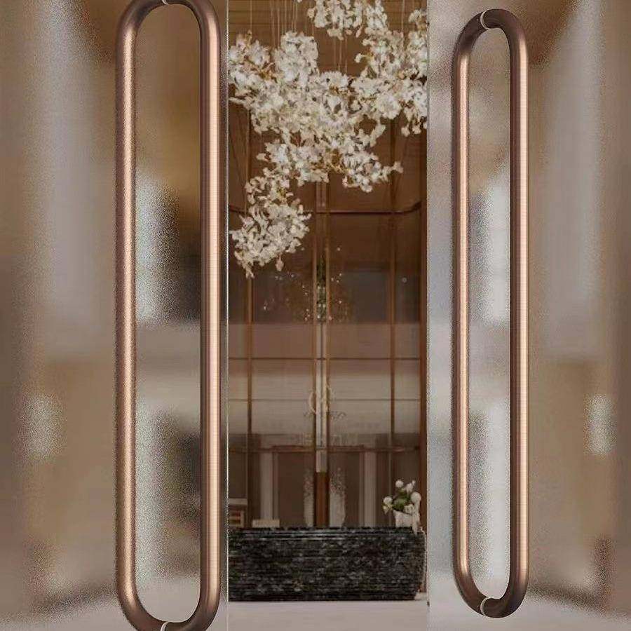 轻玻璃大门奢拉手黑色不门锈DPH钢弯管商铺手酒店实木把金色对装,淘宝优惠券,粉丝福利购,淘宝优惠卷