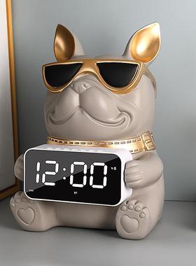 网662红抽纸时带钟家用客厅创意奢北欧盒简轻约现代法斗狗纸巾盒