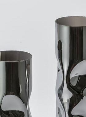 现代简约欧式烟装灰色玻处管圆柱花器花瓶MC-TY-10摆件样板房售楼