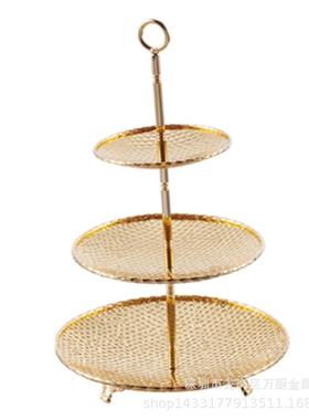 KTV碟属金小吃77酒店婚桌庆面摆台蛋糕盘锌合金点心架