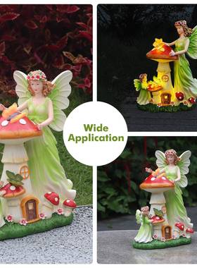 使花园雕像暖天白像光蘑园菇太阳能仙女花雕庭院庭院装饰YSJ-105