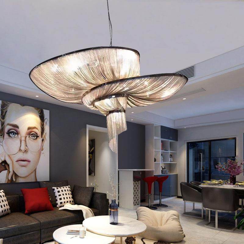 意大利个性铝链条流苏吊灯创意田螺北欧后现代LED餐厅灯客厅吊灯,淘宝优惠券,粉丝福利购,淘宝优惠卷