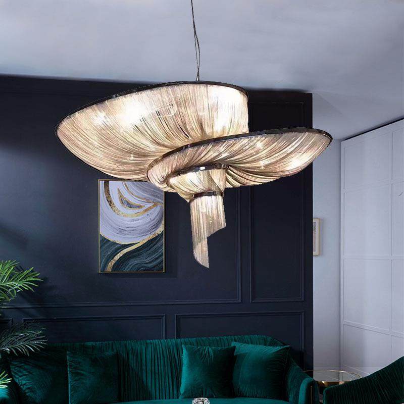 意大利个性铝链条流苏吊灯创意田螺北欧后现代LED餐厅灯客厅吊灯,淘宝优惠券,粉丝福利购,淘宝优惠卷