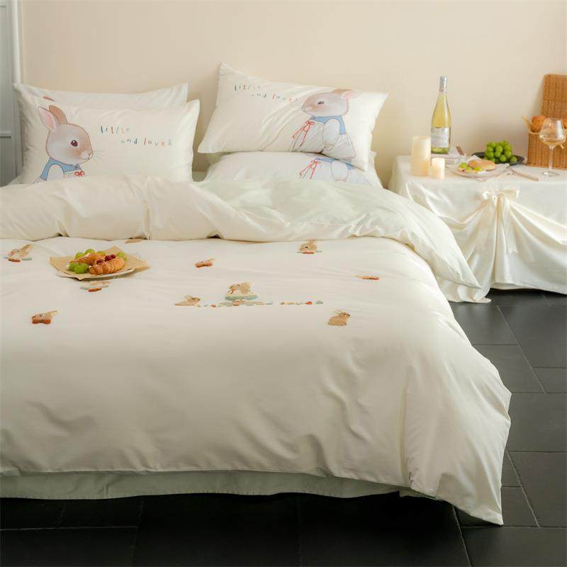 卡通风100S全棉长绒棉四件套童趣可爱毛巾绣被套纯棉1.8m床单床品,淘宝优惠券,粉丝福利购,淘宝优惠卷