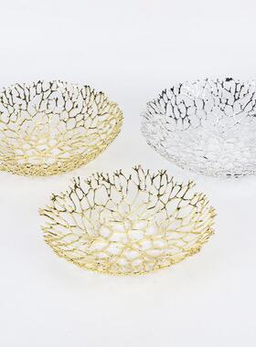 TR1562创意金属合金镂饰空果果盘家居客厅茶几边几金装水色零食果