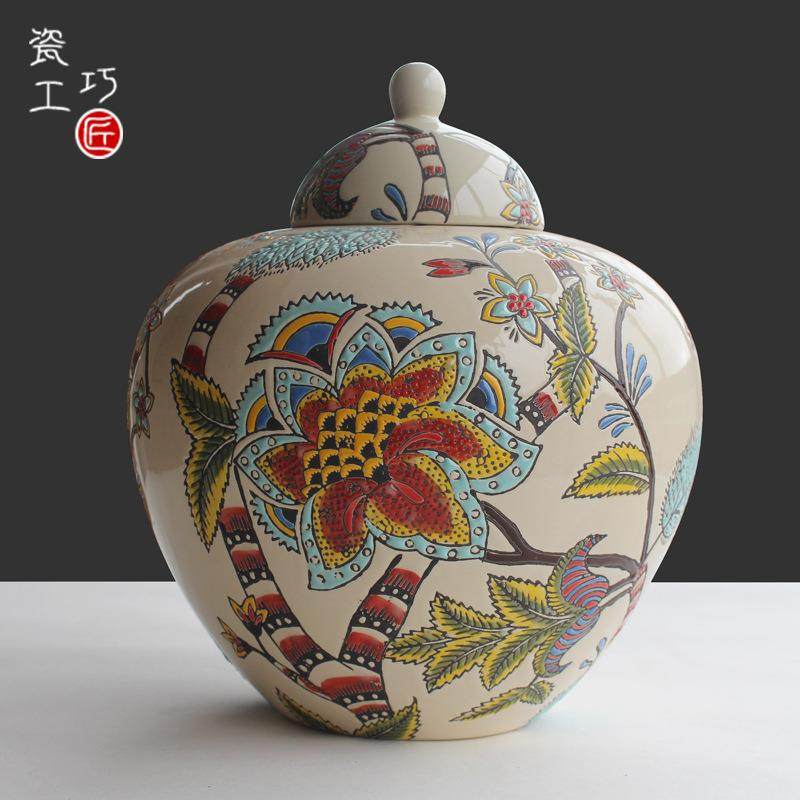 欧式青花瓷手绘喜字陶瓷罐摆件中式古典软装客厅餐桌装饰花瓶摆设,淘宝优惠券,粉丝福利购,淘宝优惠卷