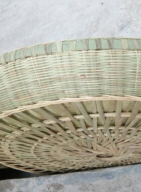 竹编簸箕圆形晾晒竹制品大号加固加深簸箕家用加深农家竹匾晾晒
